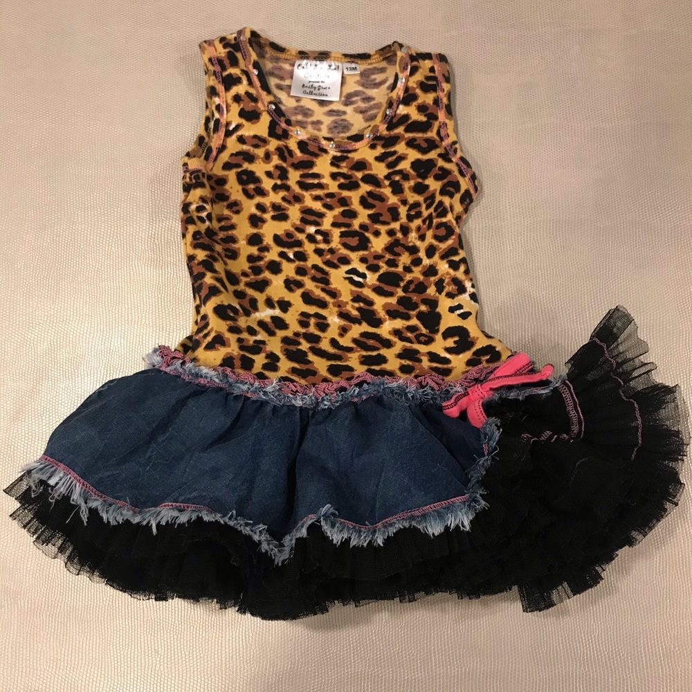 Ooh La La Couture Leopard Denim Black Tutu Dress